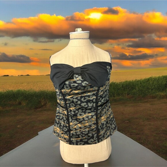 Forever 21 Twist Chic Corset Camo with Bow Tank Top Sz L - Picture 1 of 4